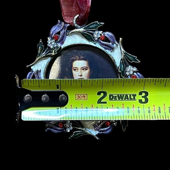 Winward Decor Pendant Verte Ornament Frame Metal Enamel Rhinestones - Picture 6 of 6